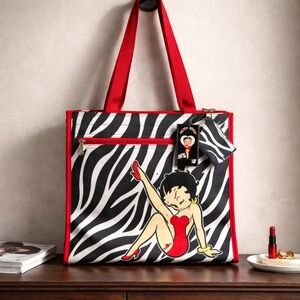 Betty Boop Large Tote Bag With Coin Purse Coin Travel Lightweight Leg Up Lips
